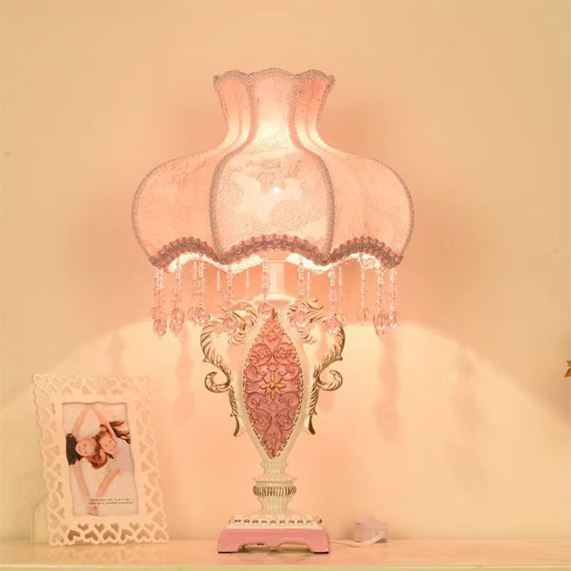 Desk Lamp - Luminária de Mesa Rosa Europeia Luxuosa